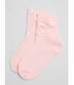 Calcetín corto de hilo con lazo rosa