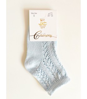 Calcetín corto hilo calado celeste