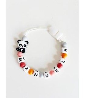 Chupetero personalizado de silicona panda rosa