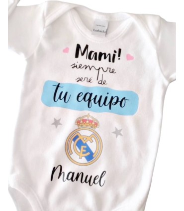 Personalización para bodi frase con escudo fútbol