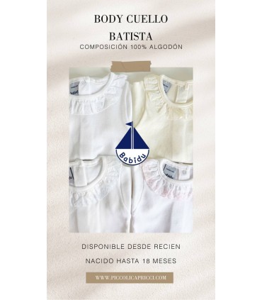 Body cuello batista/puntilla manga corta rosa