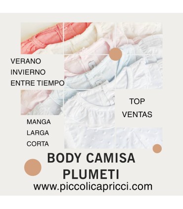 Body camisa plumeti manga corta rosa