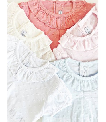 Body camisa plumeti manga corta marfil