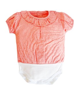 Body camisa plumeti manga corta rosa palo