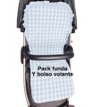 Pack funda y talega mini volantes vichy Celeste