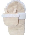 Pack saco de silla y talega volante muselina blanco camel.