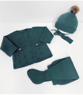 Traje 3p Canesú bosque verde