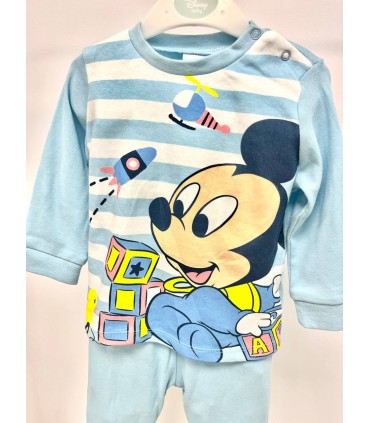 Pijama algodón Mickey celeste
