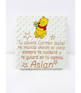 Manta Winnie the Pooh bordado frase larga y nombre