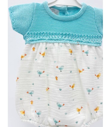 Pelele bombacho Pajaritos turquesa