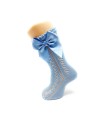 Calcetín calado perlé lazo azulón