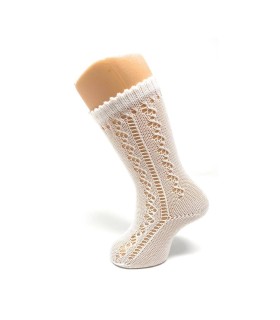 Calcetín calado perlé blanco