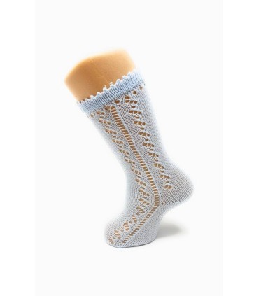 Calcetín calado perlé celeste