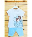 Conjunto de malla corazón celeste