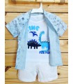 Conjunto 3 piezas dino azul