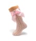 Calcetín calado perlé lazo rosa