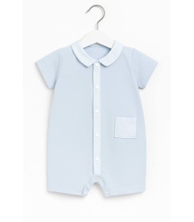Pelele manga corta vichy celeste