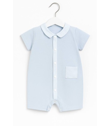 Pelele manga corta vichy celeste