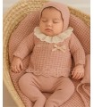 Conjunto lana 3 pzs tira bordada y cinta terciopelo vintage