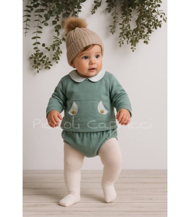 Conjunto sudadera y cubre pañal refugio verde