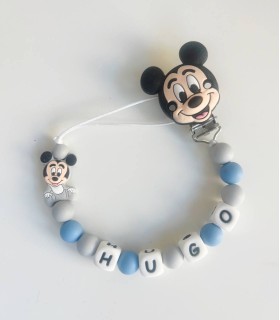 Chupetero personalizado cara Mickey azul con gris