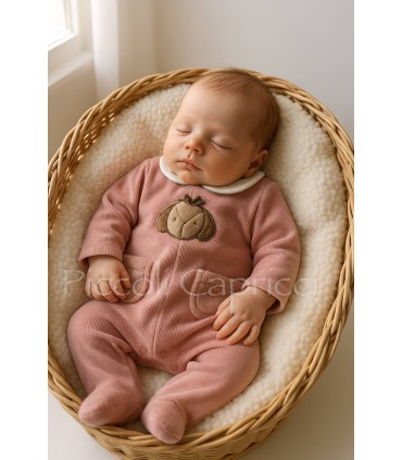 Pelele tundosado rosa nude bolsillos