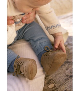 Zapato cordones desde recién nacida camel