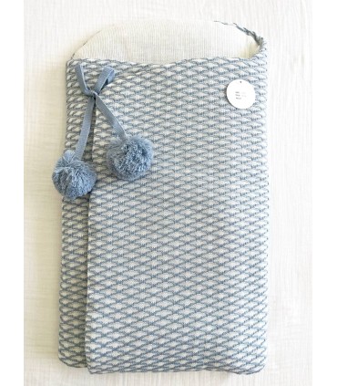 Saco para capazo bebé pompones azul