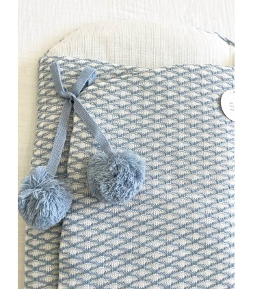 Saco para capazo bebé pompones azul