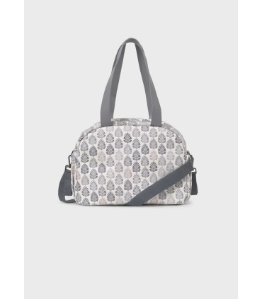 Bolso maternidad polipiel estampada espigas gris verde