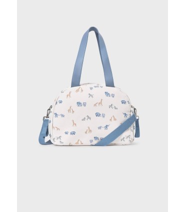Bolso maternidad polipiel estampada animales azul
