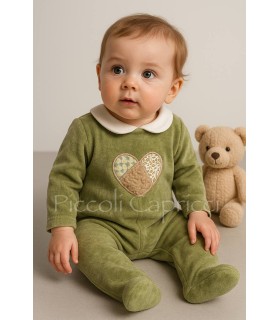 Pijama verde hoja corazón