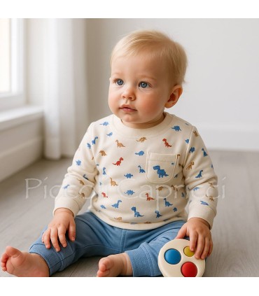 Conjunto dinosaurios estampado celeste