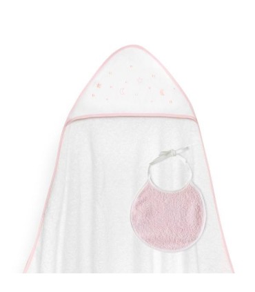 Capa de baño 1 x 1 m con babero estrella luna rosa