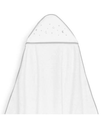 Capa de baño 1 x 1 m con babero estrella luna gris