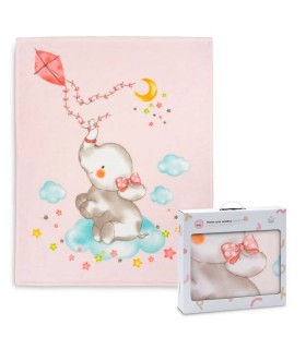 Manta cuna Dumbo rosa