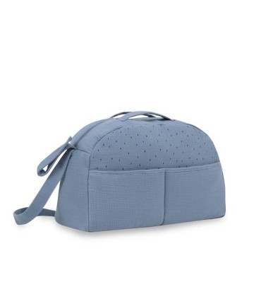 Bolso maternal muselina azul