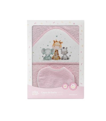 Capa baño con babero 1x1 Animalitos rosa