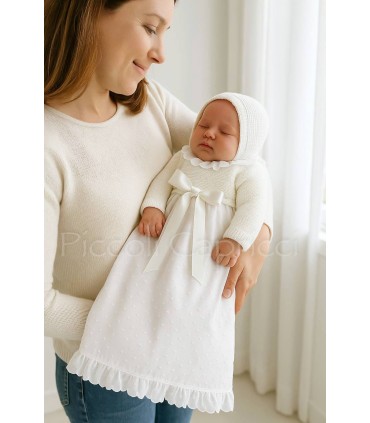 Batón de bebé plumeti blanco