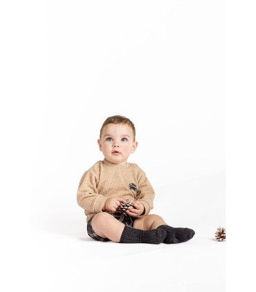 Conjunto pololo niño con blusa color arena Tramontana