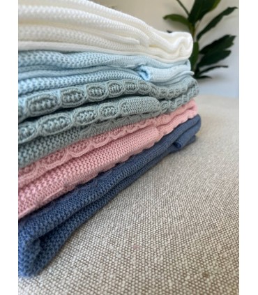 Toquilla de lana trenzado celeste