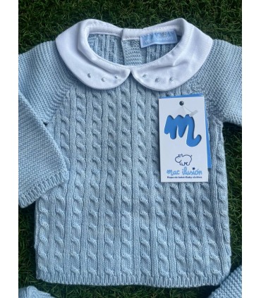 Traje 3P trencitas con cuello bordado y gorro pompom "CLOUD BRAIDE"