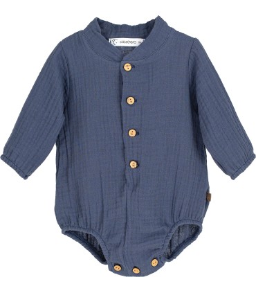 Pelele estena cuello mao unisex color tejano