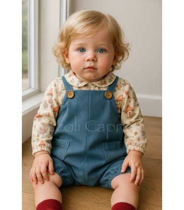 Conjunto bebé peto y camisa familia maniquí