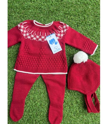 Conjunto 3 piezas jacquard granate