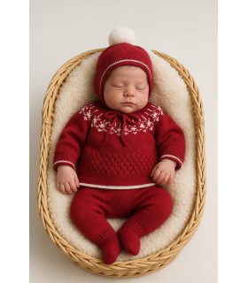 Conjunto 3 piezas jacquard granate