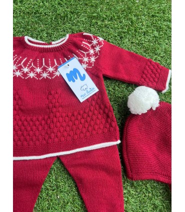 Conjunto 3 piezas jacquard granate