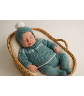 Conjunto 3 piezas jacquard verde