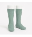 Calcetín alto canalé verde agua
