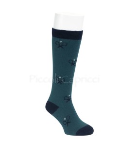 Calcetín estampado raquetas azul petróleo